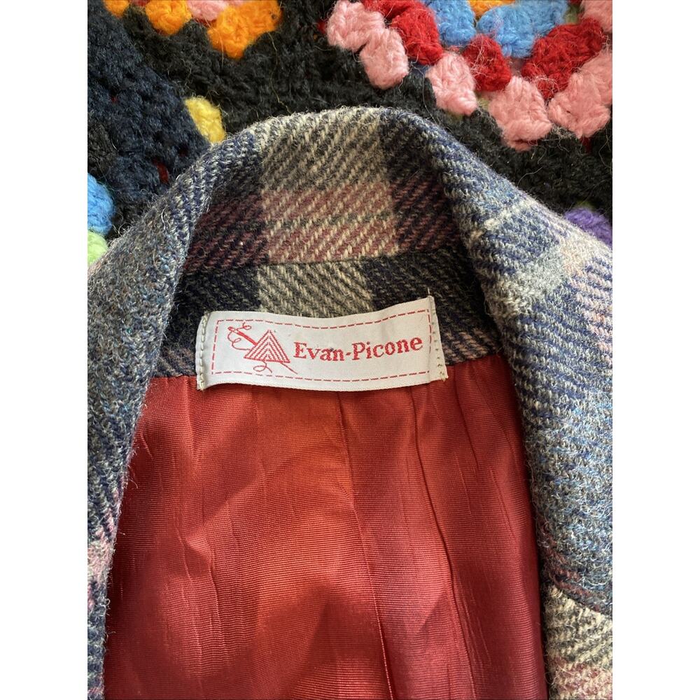 Vintage S/M Evan Picone Wool Blend Plaid Blazer Womens Coat Jacket Elbow Patches - Picture 7 of 16